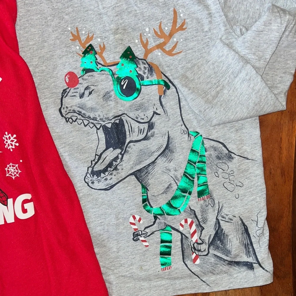 Carter's Festive Red and Gray Long Sleeve Tees